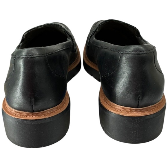 Clarks Westlynn Bella Black Leather Lug Sole Loafers Hardware Comfort 9.5 M